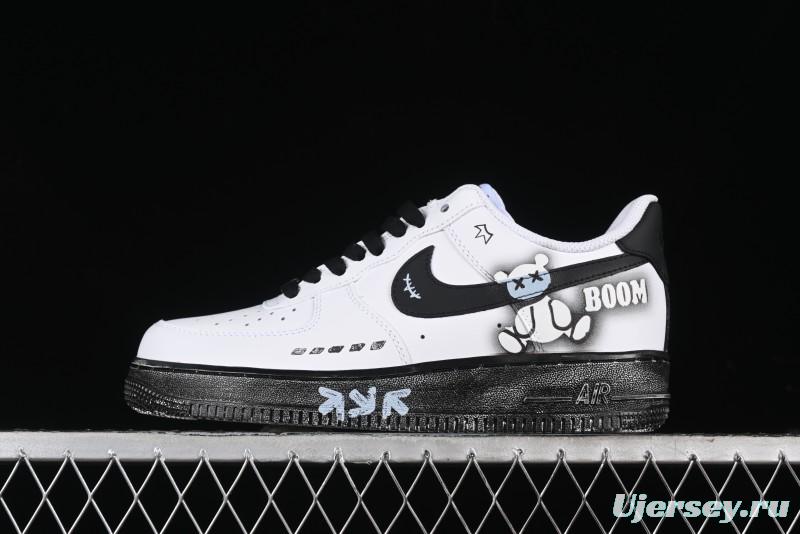 Nike Air Force 1 '07 Low Custom KAWS Bear Print Casual Sneakers - ZH0316-037