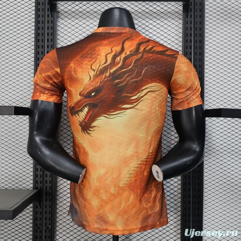 Player Version 25/26 Real Madrid NA ZHA Orange with Dragon Warrior Jersey