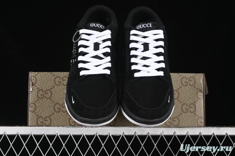 Nike SB Dunk Low Gucci Collaboration Dark Floral Pattern Anniversary Custom Low-Top Casual Sneakers - FC1688-140