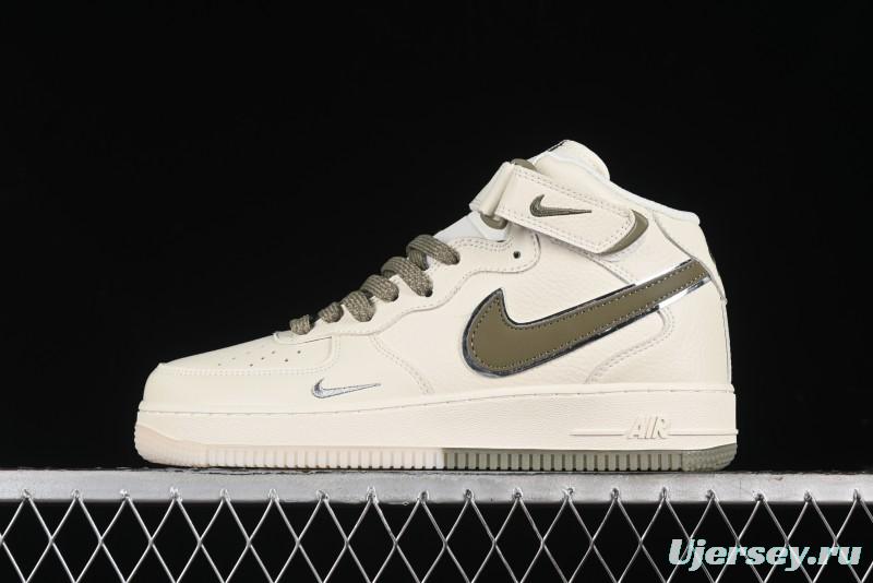 Nike Air Force 1 '07 Mid Military Green Dual-Color Sole Starlight Retro Sneakers - XL0236-231