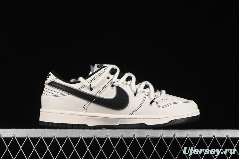 Nike SB Dunk Low Supreme Collaboration - Beige Black Mini Swoosh Anniversary Customized Low-Top Casual Skate Shoes - XX2025-566