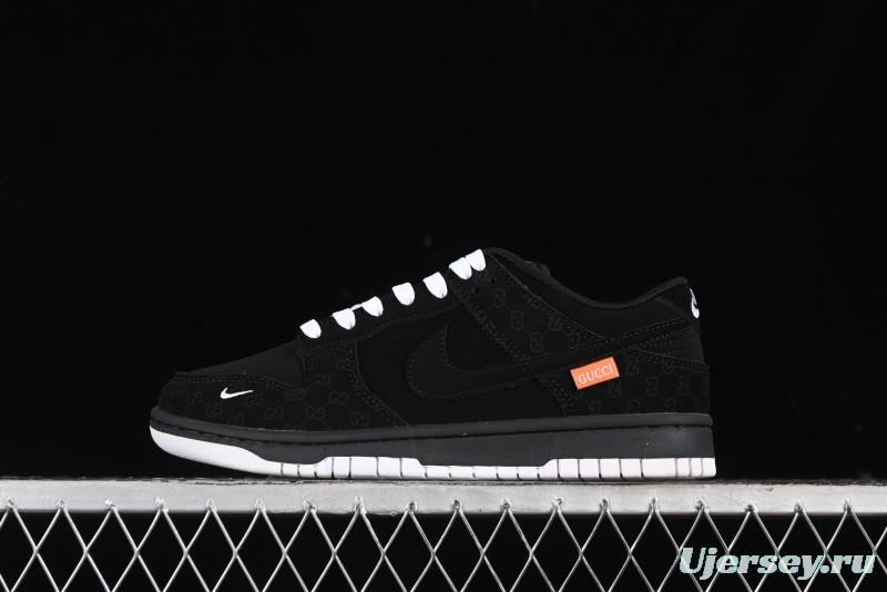Nike SB Dunk Low Gucci Collaboration Dark Floral Pattern Anniversary Custom Low-Top Casual Sneakers - FC1688-140