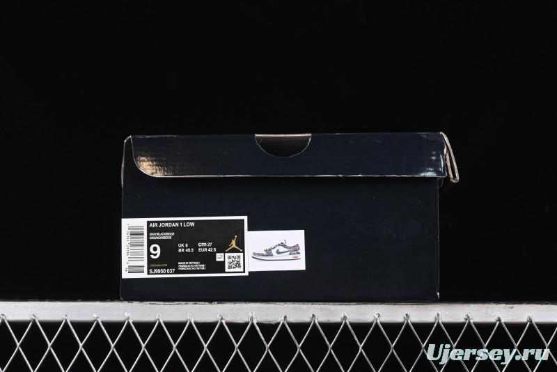 Nike Air Jordan 1 Low AJ1 Dior Collaboration - Grey Blue Red Label Retro Basketball Shoes - SJ9950-037