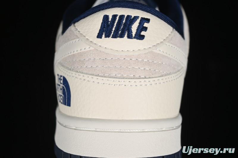 Nike SB Dunk Low The North Face Collaboration - Grey Pigskin White Swoosh Anniversary Custom Low-Top Casual Skate Shoes - KK1333-006