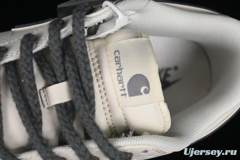 Nike SB Dunk Low Carhartt Collaboration - Off White Grey Swoosh Anniversary Custom Low-Top Casual Skate Shoes - SJ1089-006