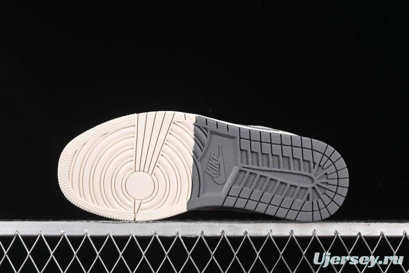 Nike Air Jordan 1 Low Supreme Collaboration - Dual-Tone Beige/Grey Retro Basketball Shoes - SJ9950-030