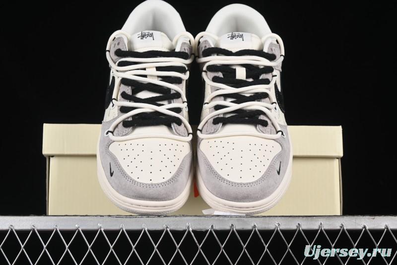Nike SB Dunk Low Stussy Bandana Black Swoosh Anniversary Custom Low-Top Casual Skate Shoes - SJ2068-306