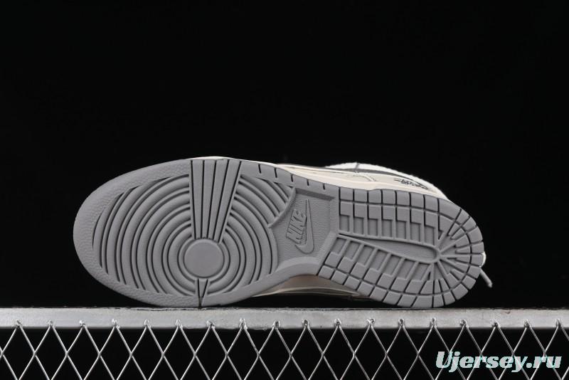 Nike SB Dunk Low Stussy Bandana Grey Check Anniversary Custom Low-Top Casual Skate Shoes - SJ2068-310