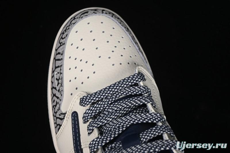 Nike Travis Scott x Fragment Design x Air Jordan 1 Low OG SP AJ1 Retro Sneakers with Stone Pattern - CF3688-029