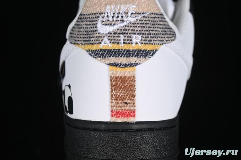 Nike Air Force 1 '07 Low Casual Sneakers with Lazy Panda Design - CW1188-768