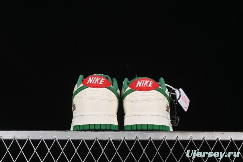 Nike SB Dunk Low Gucci Collaboration - Custom Patchwork Green Swoosh Anniversary Edition Low-Top Casual Skate Shoes - KK1688-053