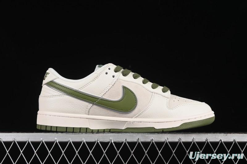 Nike SB Dunk Low Supreme Collaboration - Double Swoosh Beige Dark Green Anniversary High-End Custom Low-Top Casual Skate Shoes - XX2025-689