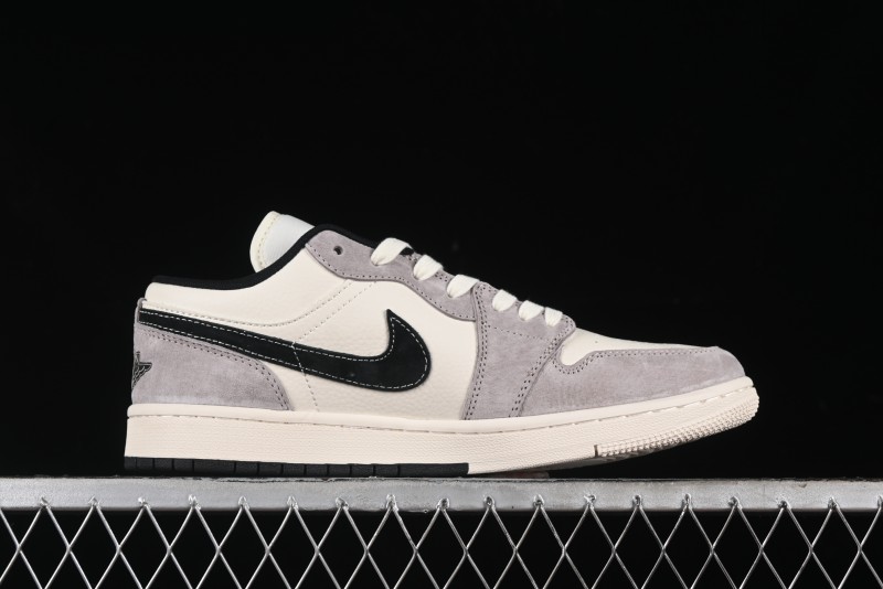 Nike Air Jordan 1 Low Stussy Collaboration - Grey Black Red Label Retro Basketball Shoes - SJ9950-034