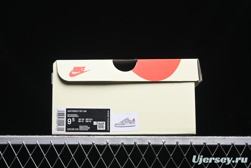 Nike Air Force 1 '07 Low Stussy Collaboration - Beige Grey Red Print Casual Sneakers - XZ6188-338