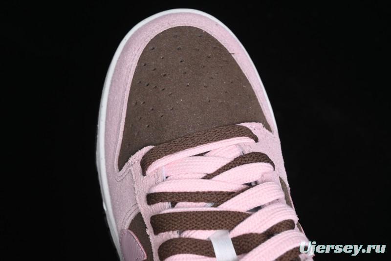 Nike Dunk Low 85 Double Swoosh Series Strawberry Chestnut SB Low Top Casual Skate Shoes - HV1799-161