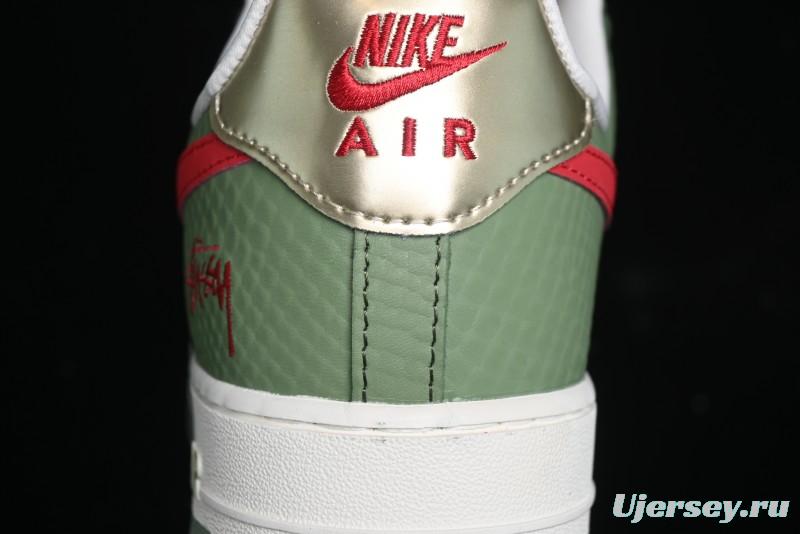 Nike Air Force 1 '07 Low Stussy Collaboration - Snake Green Low-Top Casual Sneakers - KK1988-028