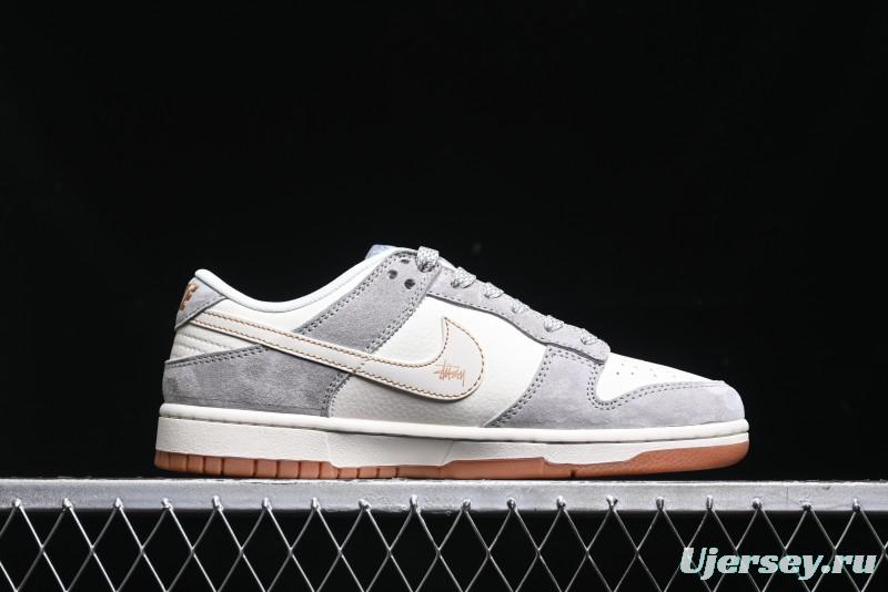 Nike SB Dunk Low Stussy Collaboration - Patchwork Black White Swoosh Anniversary Custom Low-Top Skate Shoes - DM6868-003