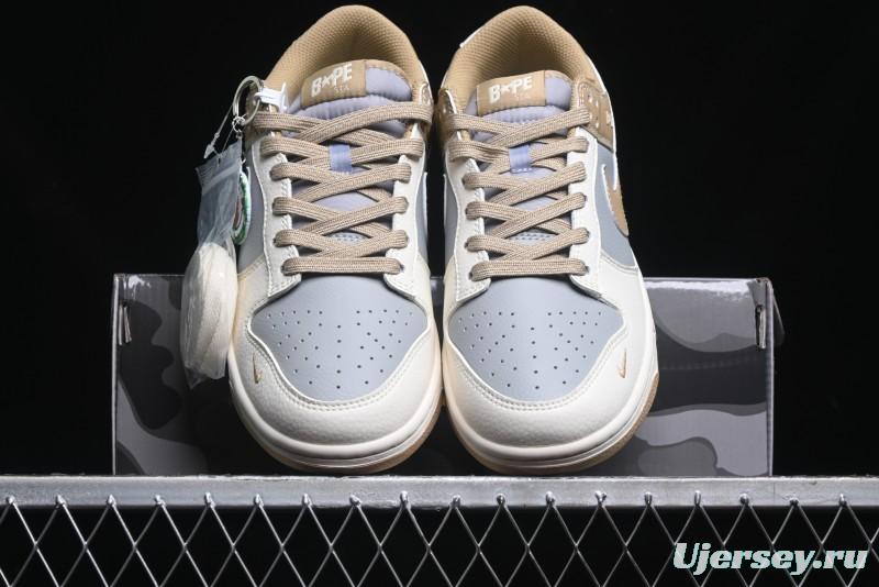 Nike SB Dunk Low BAPE Collaboration - Beige Grey Brown Anniversary Customized Low-Top Casual Sneakers - BB8969-006