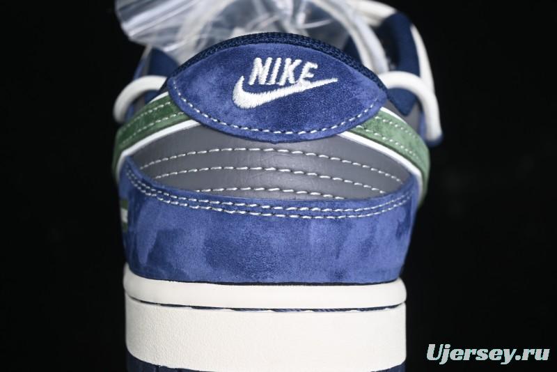 Nike SB Dunk Low Supreme Collaboration - Double Force Blue Lace-Up Anniversary High-End Custom Low-Top Casual Skate Shoes - XS1186-101