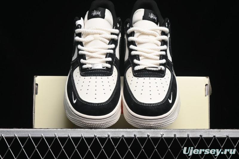 Nike Air Force 1 '07 Low Stussy Collaboration - Black/Red Label Low-Top Casual Sneakers - SJ6698-008