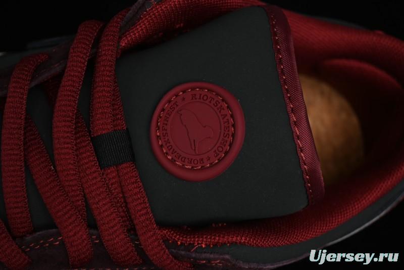 Nike SB Dunk Low Bordeaux Red Skate Shoes Collaboration with Riot Skateshop - FZ1289-200