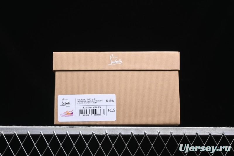 Christian Louboutin Funnyto Flat French Luxury Brand Low-Top Sneakers in Purple Color Block - X.D4