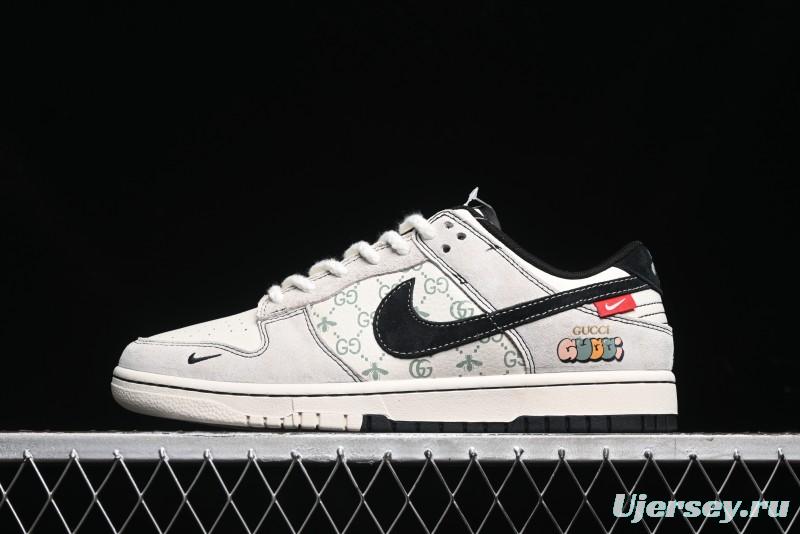 Nike SB Dunk Low Gucci Collaboration - Bumblebee Series Grey Black Hook Anniversary High-End Custom Low-Top Casual Skate Shoes - MM1089-029