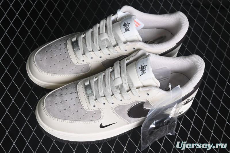 Nike Air Force 1 '07 Low Stussy Collaboration - White Black Sole Low-Top Casual Sneakers - XZ6188-279