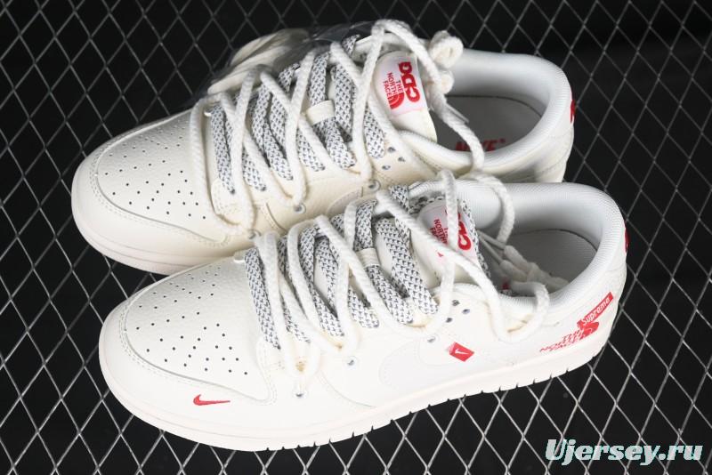 Nike SB Dunk Low x The North Face x Supreme Series - Strap Beige White Hook Anniversary High-End Custom Low-Top Casual Skate Shoes - YX5066-229