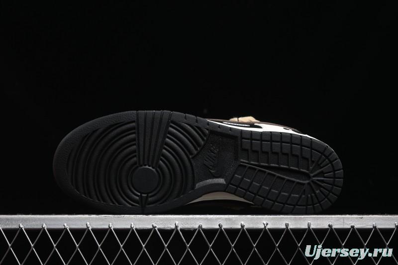 Nike Dunk Low Retro Casual Sneakers with Little Panda and Dopamine Mocha Design - DD1391-100