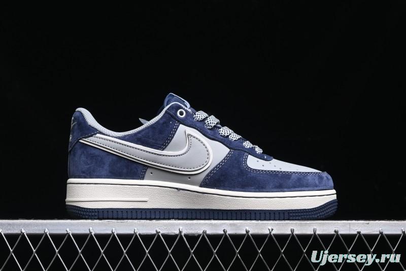 Nike Air Force 1 '07 Low Stussy Collaboration - Grey Blue Suede Low-Top Casual Sneakers - SJ6698-007