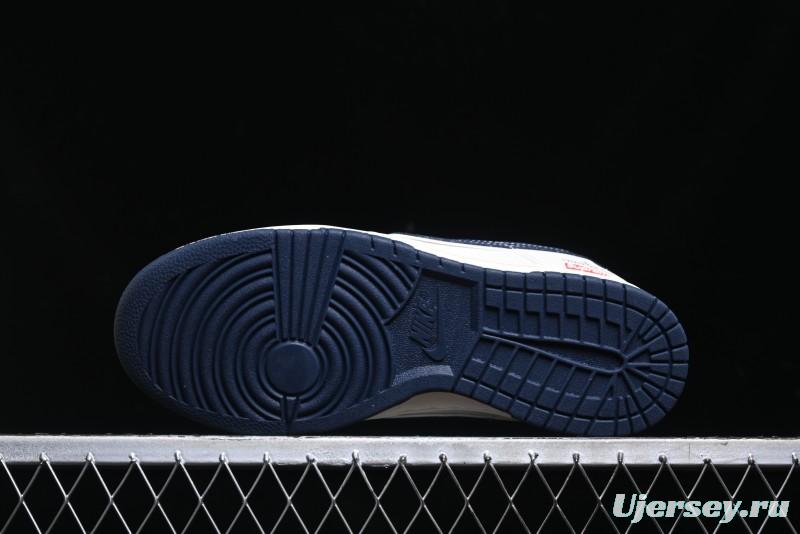 Nike SB Dunk Low Stone Island x Supreme Collaboration - Navy Blue & Off-White Anniversary High-End Custom Low-Top Casual Sneakers - BB9866-007