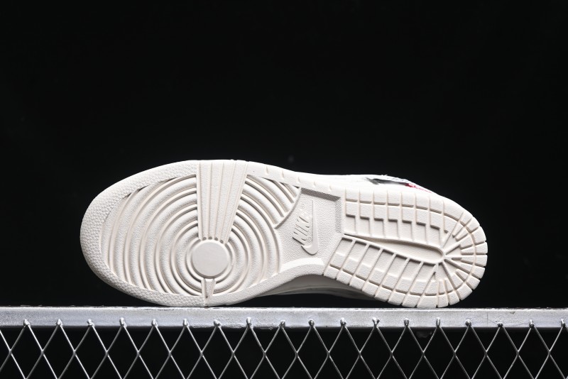 Nike SB Dunk Low Stussy Collaboration - Patchwork Grey White Swoosh Anniversary Custom Low-Top Casual Sneakers - YX5066-218
