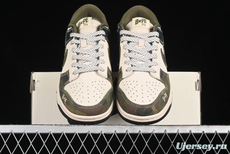 Nike SB Dunk Low Bape Collaboration - Patchwork Camouflage Anniversary Custom Low-Top Casual Sneakers - CH6336-229