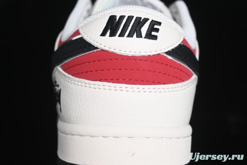 Nike SB Dunk Low Stussy Collaboration - Beige Black Swoosh Silver Edge Anniversary High-End Custom Low-Top Casual Sneakers - XX3168-306