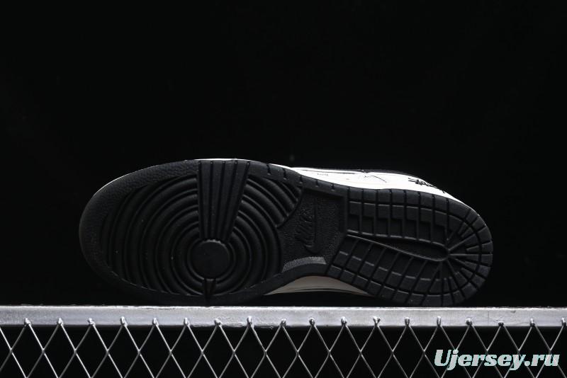 Nike SB Dunk Low Stussy Collaboration - Beige Black Swoosh Silver Edge Anniversary High-End Custom Low-Top Casual Sneakers - XX3168-306