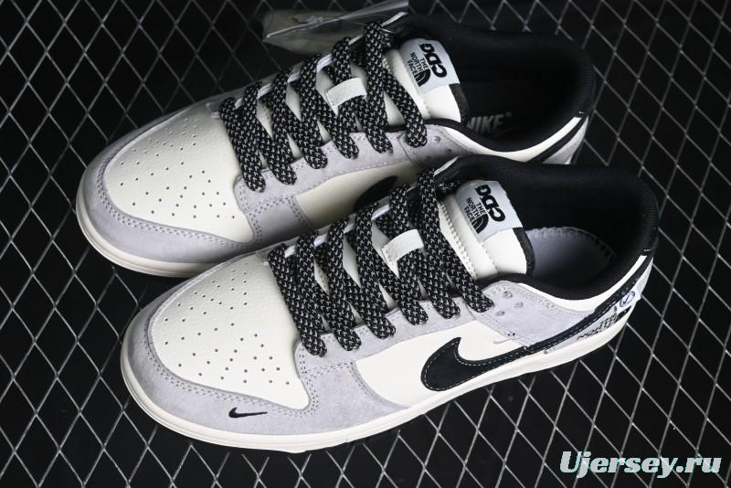 Nike SB Dunk Low The North Face Collaboration - Grey Black Double Swoosh Anniversary Custom Low-Top Casual Skate Shoes - XX3168-108