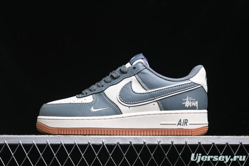 Nike Air Force 1 '07 Low Stussy Collaboration - Grey White Gum Sole Low-Top Casual Sneakers - XZ9688-101