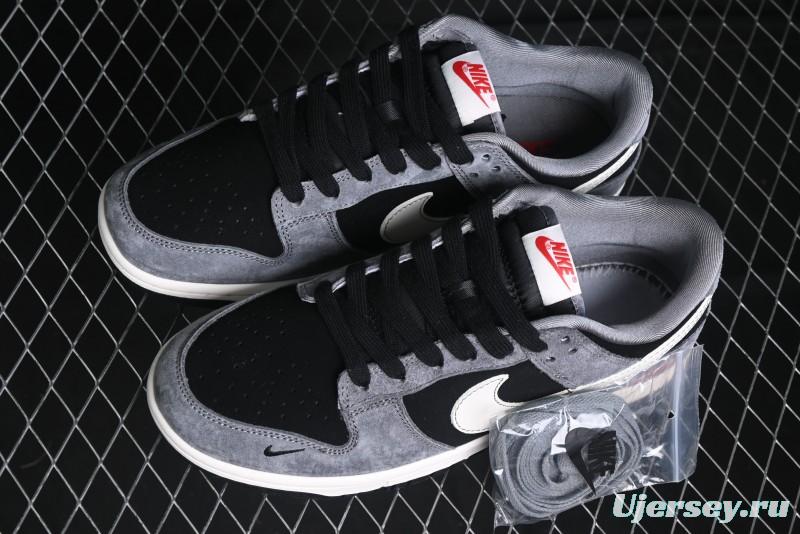 Nike SB Dunk Low Supreme Collaboration - Carbon Black Grey Pig Anniversary High-End Custom Low-Top Casual Skate Shoes - XX3186-206