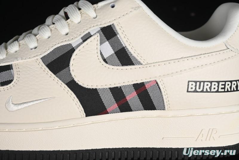 Nike Air Force 1 '07 Low Burberry Collaboration - White Black Check Low-Top Casual Sneakers - DF0180-005