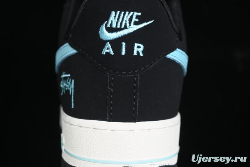 Nike Air Force 1 '07 Low Stussy Collaboration - Black Tiffany Low-Top Casual Sneakers - KK1988-030
