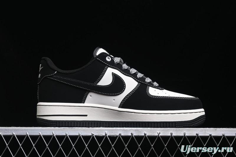 Nike Air Force 1 '07 Low Stussy Collaboration - Black White Double Swoosh Red Tag Low-Top Casual Sneakers - SJ6698-012