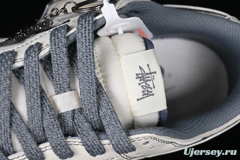 Nike SB Dunk Low Stussy Collaboration - Beige Grey Line Anniversary High-End Custom Low-Top Casual Sneakers - BB7518-007