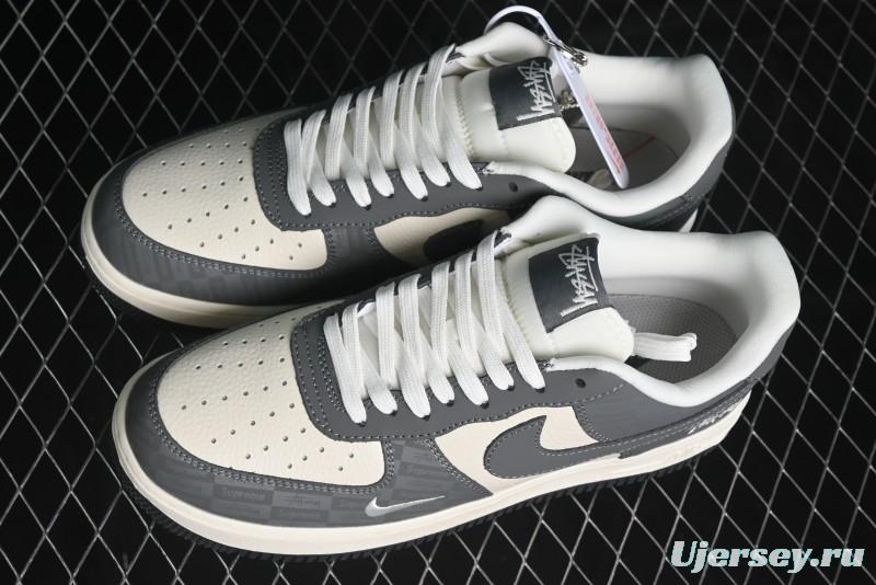 Nike Air Force 1 '07 Low Stussy Collaboration - Light Bone Shadow Low-Top Casual Sneakers - DF0180-008
