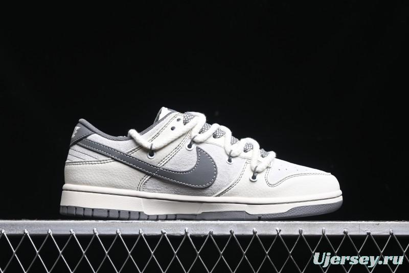 Nike SB Dunk Low Supreme x Stone Island Triple Collaboration - Strap Patch Gray Hook Anniversary High-End Custom Low-Top Casual Skate Shoes - YX5066-203