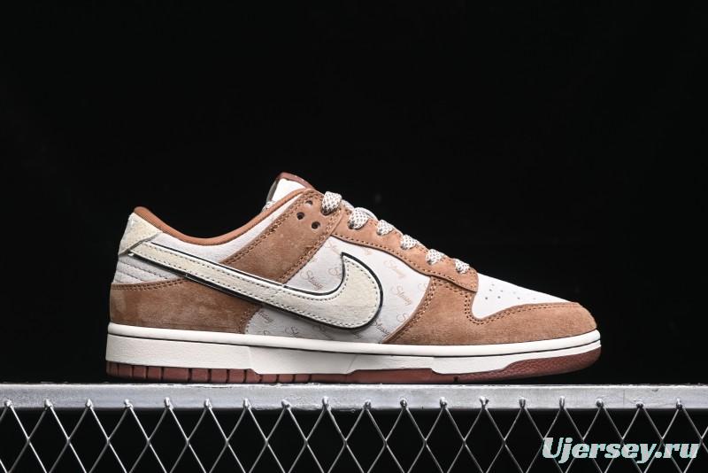 Nike SB Dunk Low Stussy Collaboration - Mummy Brown Anniversary Custom Low-Top Casual Sneakers - XX3168-601