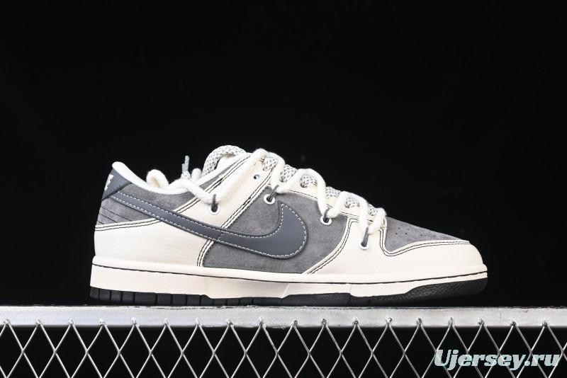 Nike SB Dunk Low Supreme Collaboration - Strap Light Gray Hook Anniversary High-End Custom Low-Top Casual Skate Shoes - YX5066-210