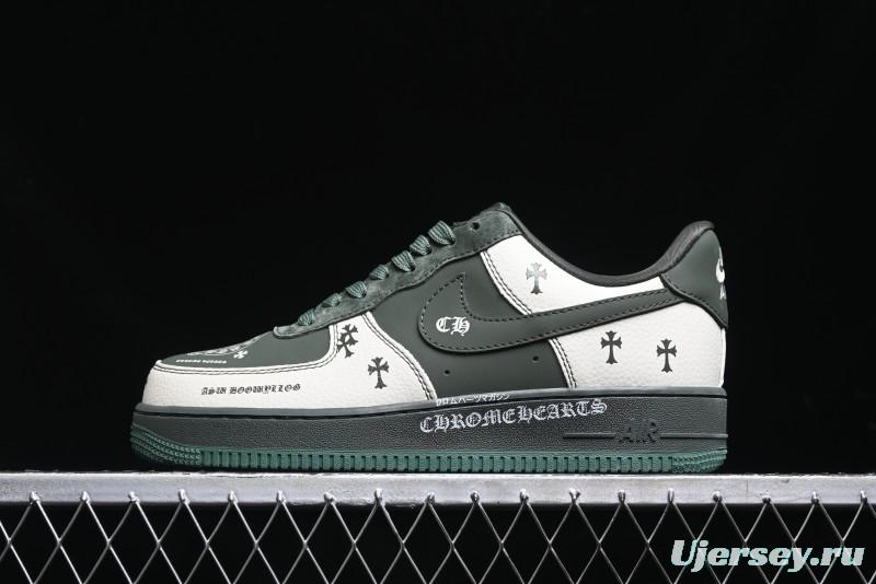 Nike Air Force 1 '07 Low Chrome Hearts Collaboration - Moss Green White Low-Top Casual Sneakers - KK1988-029