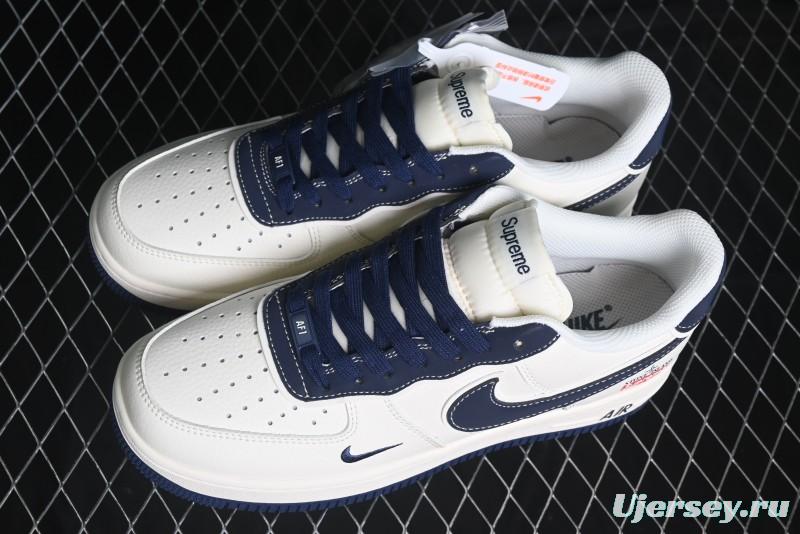 Nike Air Force 1 '07 Low Stone Island x Supreme Collaboration - Navy Blue & Off-White Low-Top Casual Sneakers - BB1616-302