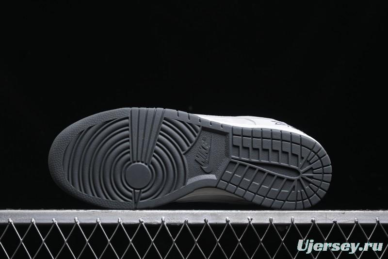 Nike SB Dunk Low Stussy Collaboration - Patchwork Grey Swoosh Anniversary Custom Low-Top Casual Skate Shoes - SF1029-403